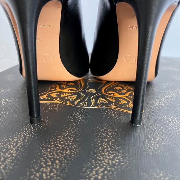 LITA BY CIARA Women's Black Leather Solid Point Toe Pumps Sz EU 38 NIB - Picture 5 of 6